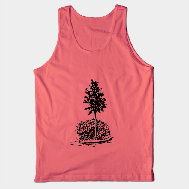 Tree and flowerbed. City landscape on your things. Tank Top by ElizabethArt